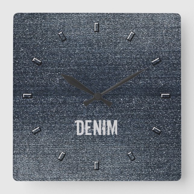 Horloge Carrée Cool Rustic Look Blue Denim Wall Clock (Recto)