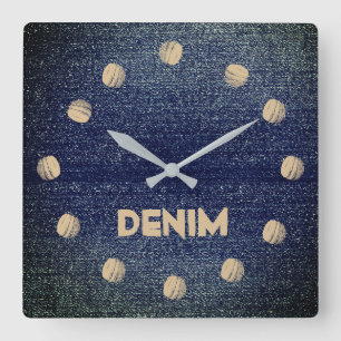 Horloge Carrée Cool Rustic Look Blue Denim Wall Clock