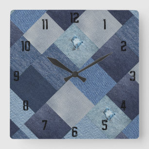 Horloge Carrée Cool unique Patchwork Denim Vintage