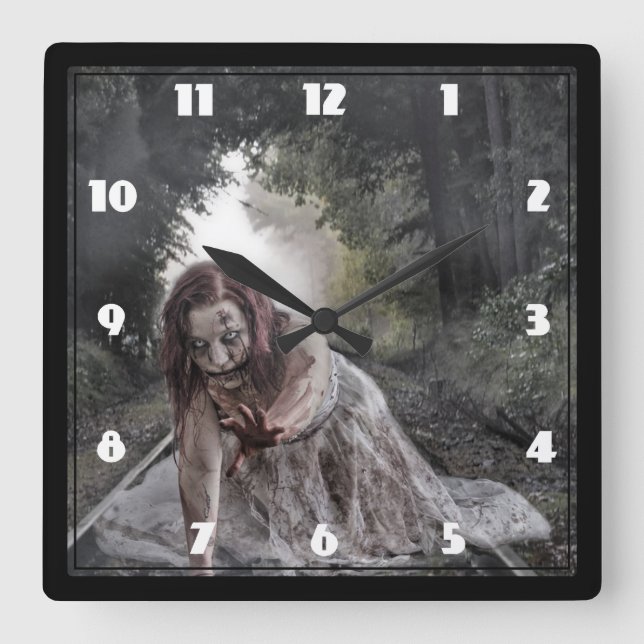 Horloge Carrée Cool Zombie Girl (Recto)