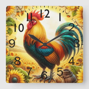 Horloge Carrée Coq