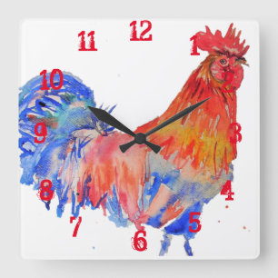 Horloge Carrée Coquille de poulet Cockerel Enfants Garçons Salle 