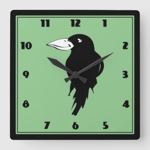 Horloge Carrée Corbeau