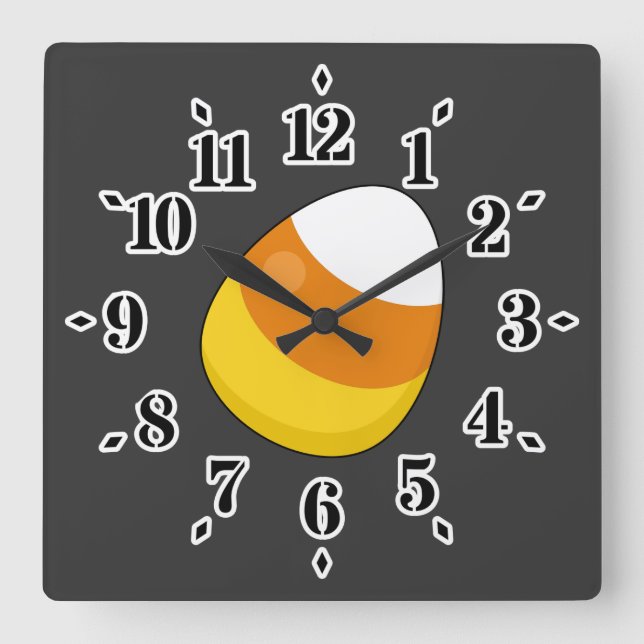 Horloge Carrée Corne de bonbons d'Halloween (Recto)