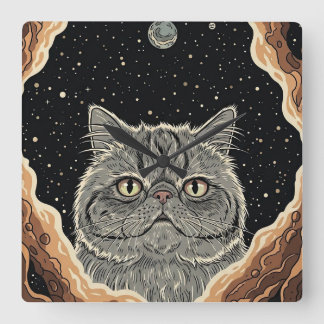 Horloge Carrée Cosmic Cat