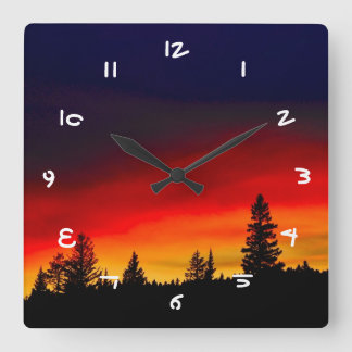 Horloge Carrée Coucher de soleil de Yellowstone