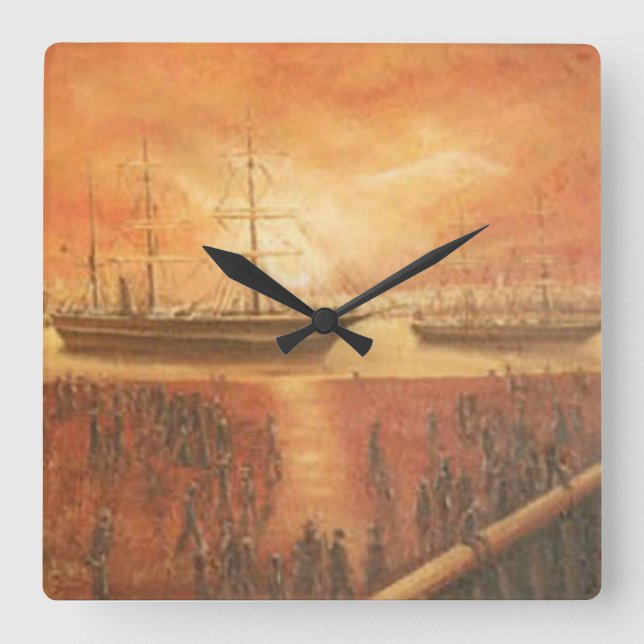 Horloge Carrée Coucher de soleil sur le passé (Recto)