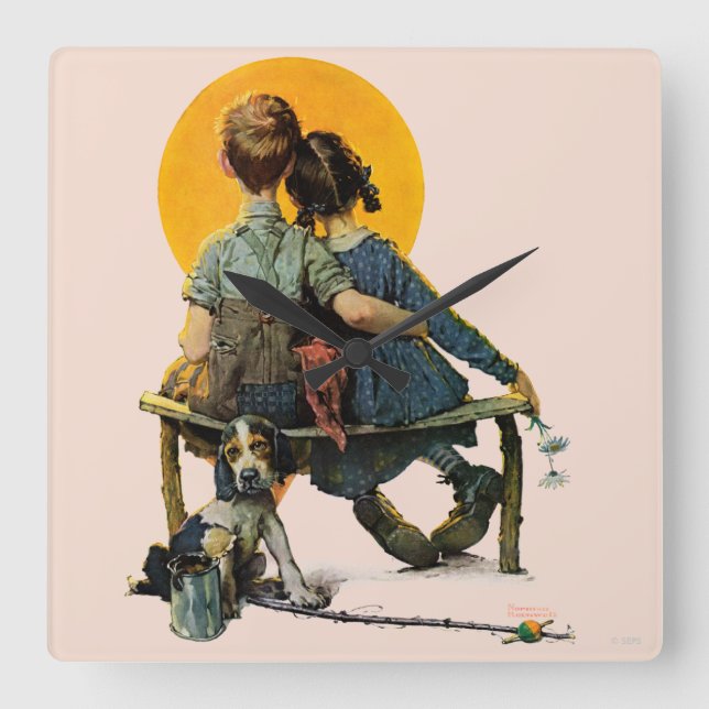 Horloge Carrée Coucher du soleil (Recto)