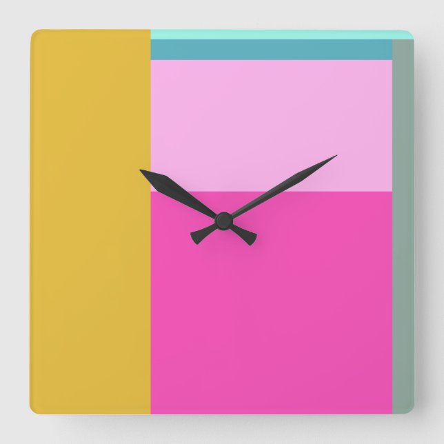 Horloge Carrée Couleur bloc Art géométrique Formes turquoise bril (Recto)