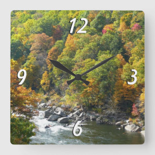 Horloge Carrée Couleur d'automne dans le parc d'état d'Ohiopyle