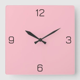 Horloge Carrée Couleur FFC0CB rose - Option pour ajouter un nom