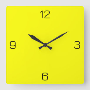 Horloge Carrée Couleur FFFF00 Jaune Lumineux - Ajouter Votre Nom