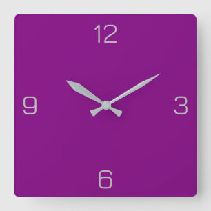 Horloge Carrée Couleur pourpre 800080 - Ajouter une option de nom