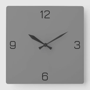 Horloge Carrée Couleur Pure Grey 808080 - Option pour ajouter un