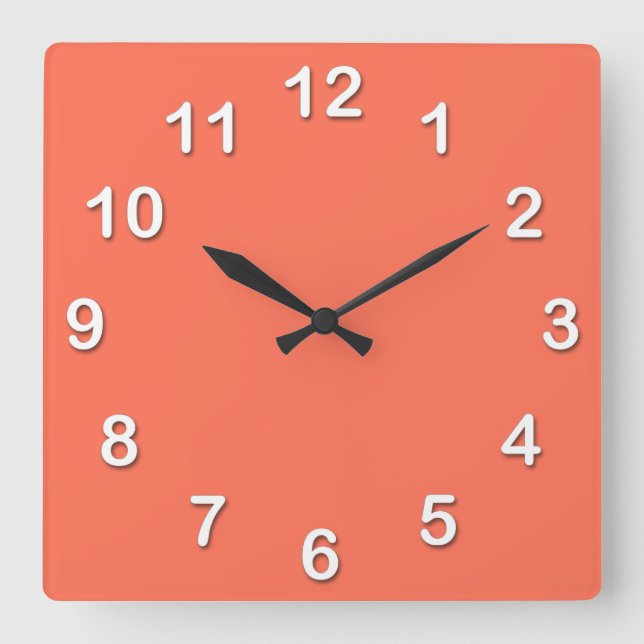Horloge Carrée Couleur solide : Corail (Recto)