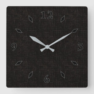 Horloge Carrée Couleur solide texturée noire