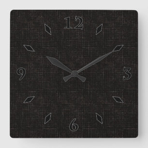 Horloge Carrée Couleur solide texturée noire
