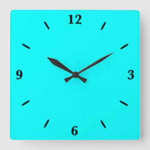 Horloge Carrée Couleur uni bleu bleu cyan vert turquoise