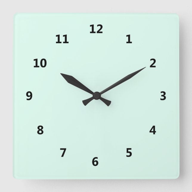 Horloge Carrée Couleur verte à la menthe solide personnalisée (Recto)