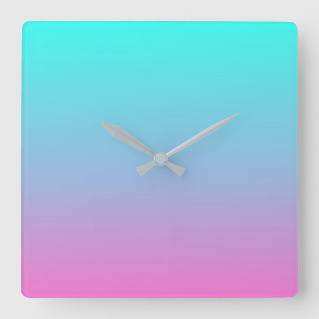 Horloge Carrée Couleurs de sirène dégradé rose pourpre aquombre (Recto)