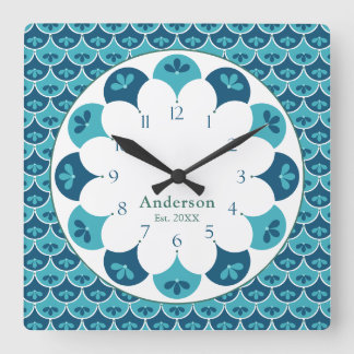 Horloge Carrée Couleurs florales personnalisées de Saint-Jacques