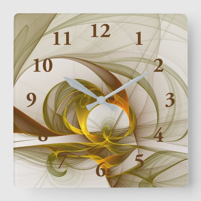 Horloge Carrée Couleurs Métalliques Précieuses Abstraites Moderne (Recto)
