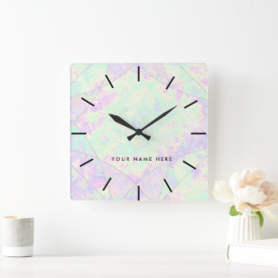 Horloge Carrée Couleurs néon Gemstone Opal Texture