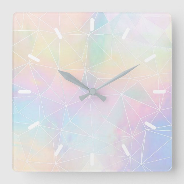 Horloge Carrée couleurs pastel géométrique (Recto)