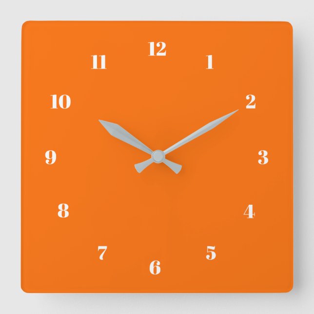 Horloge Carrée Couleurs personnalisées Numéros Police Orange pers (Recto)