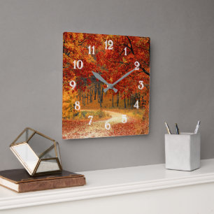Horloge Carrée Couleurs saisonnières de l'automne