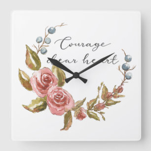 Horloge Carrée Courage cher coeur