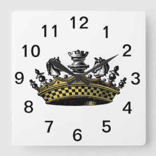 Horloge Carrée Couronne vintage avec couleur de pièces de jeu d'é