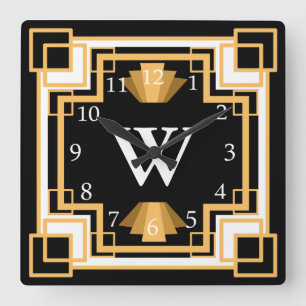 Horloge Carrée Coutume géométrique de motif des années 1920