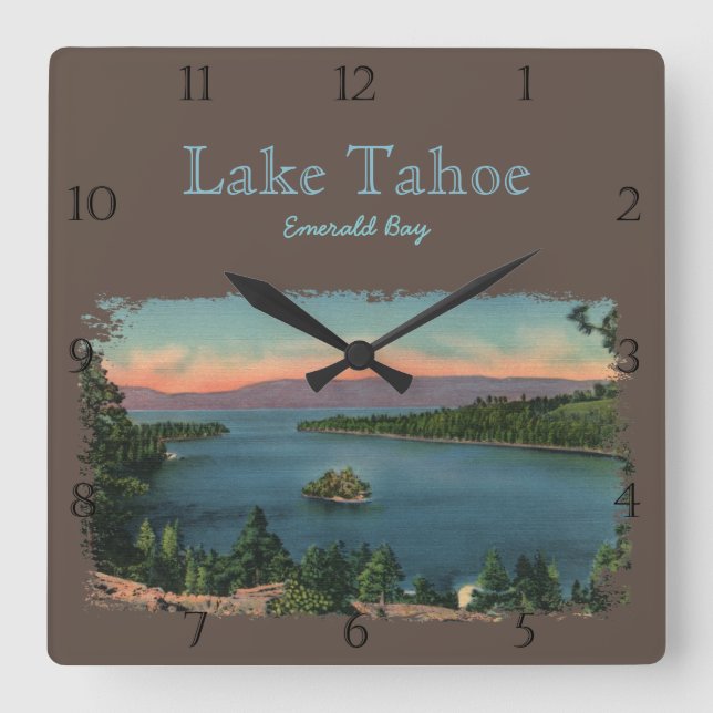 Horloge Carrée Coutume verte du lac Tahoe de baie (Recto)