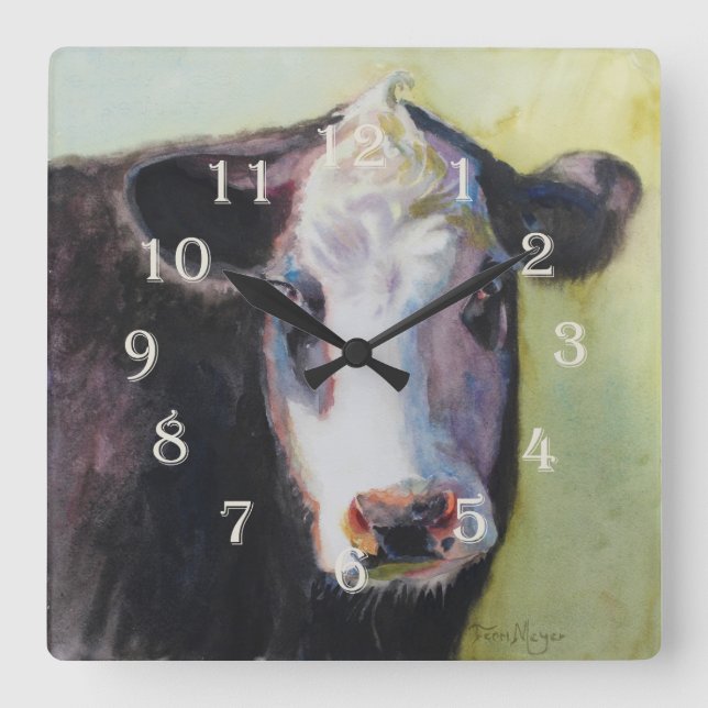 Horloge Carrée Cow Clock II (Recto)