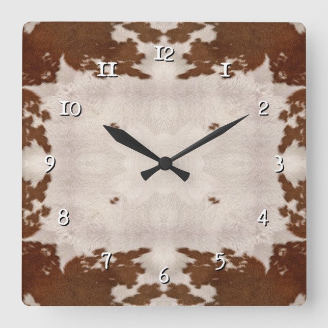 Horloge Carrée Cow Hide Pattern clock (Recto)