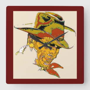 Horloge Carrée Cowboy Abstrait
