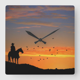 Horloge Carrée Cowboy Up Clock