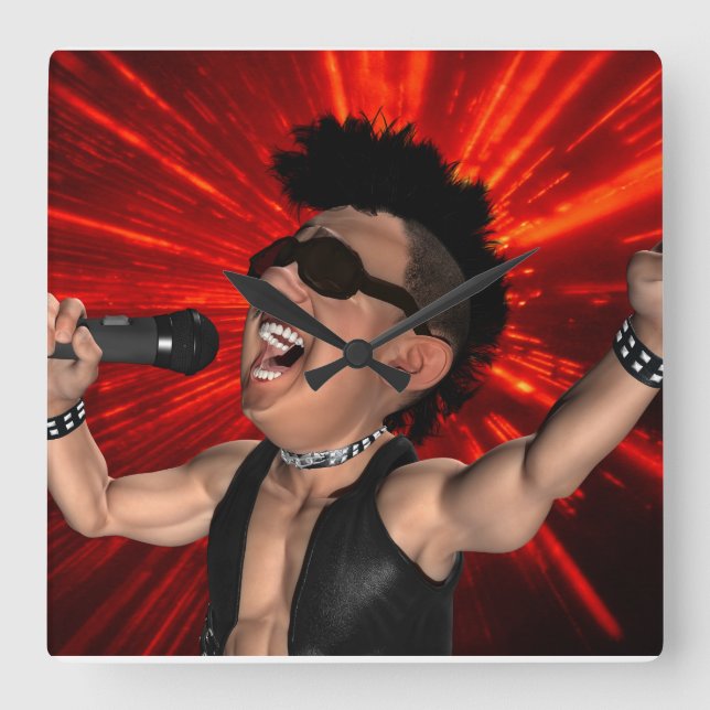 Horloge Carrée Crazy hurlements et poutres Laser Carré cadenas (Recto)