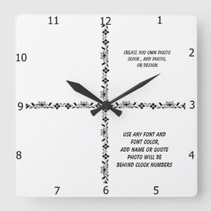 HORLOGE CARRÉE CREATE YOUR   CLOCK SQUARE WALL
