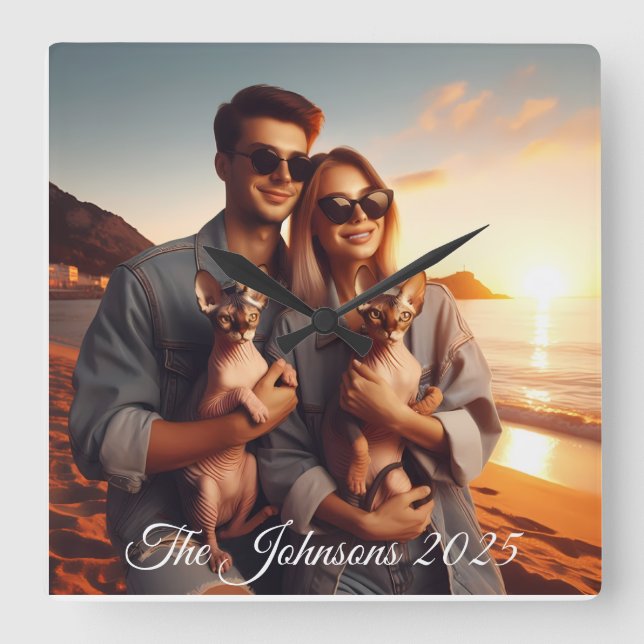 Horloge Carrée Create Your Own Custom Memorable Family Photo  (Recto)