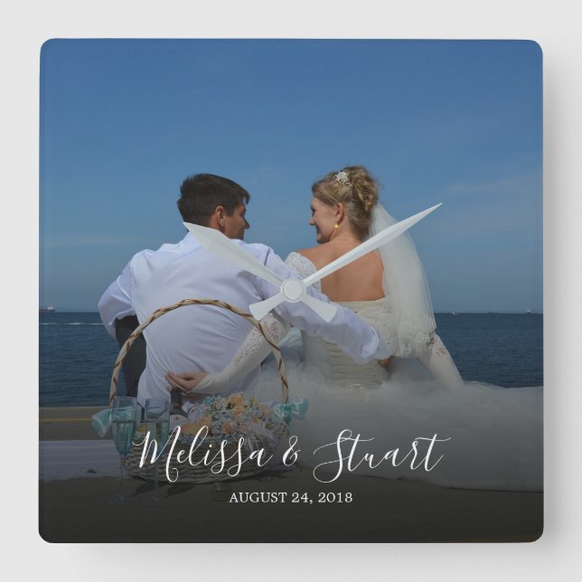 Horloge Carrée Create your own personal photo wedding (Recto)