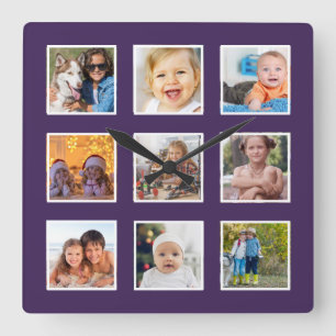Horloge Carrée Créer Votre Collage Photo Personnalisé Moderne