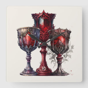 Horloge Carrée Créez vos propres choix gothiques rouges