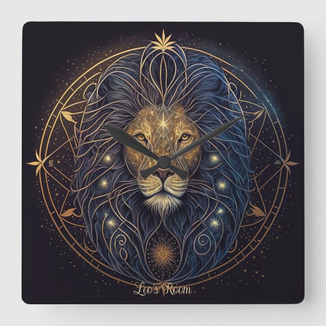Horloge Carrée Créez votre propre Astrologie Mystique Leo Zodiac (Recto)