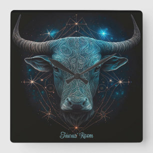 Horloge Carrée Créez votre propre astrologie mystique Taurus Zodi