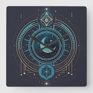 Horloge Carrée Créez Votre Propre Céleste Lunaire Géométrique