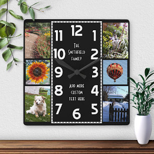 Horloge Carrée Créez votre propre collection photo déco 6 noir bl