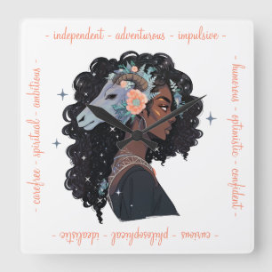 Horloge Carrée Créez Votre Propre Femme Afro-Américaine Sagittair