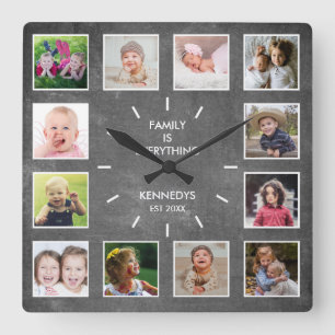 Horloge Carrée Créez votre propre tableau de bord de 12 cadres d